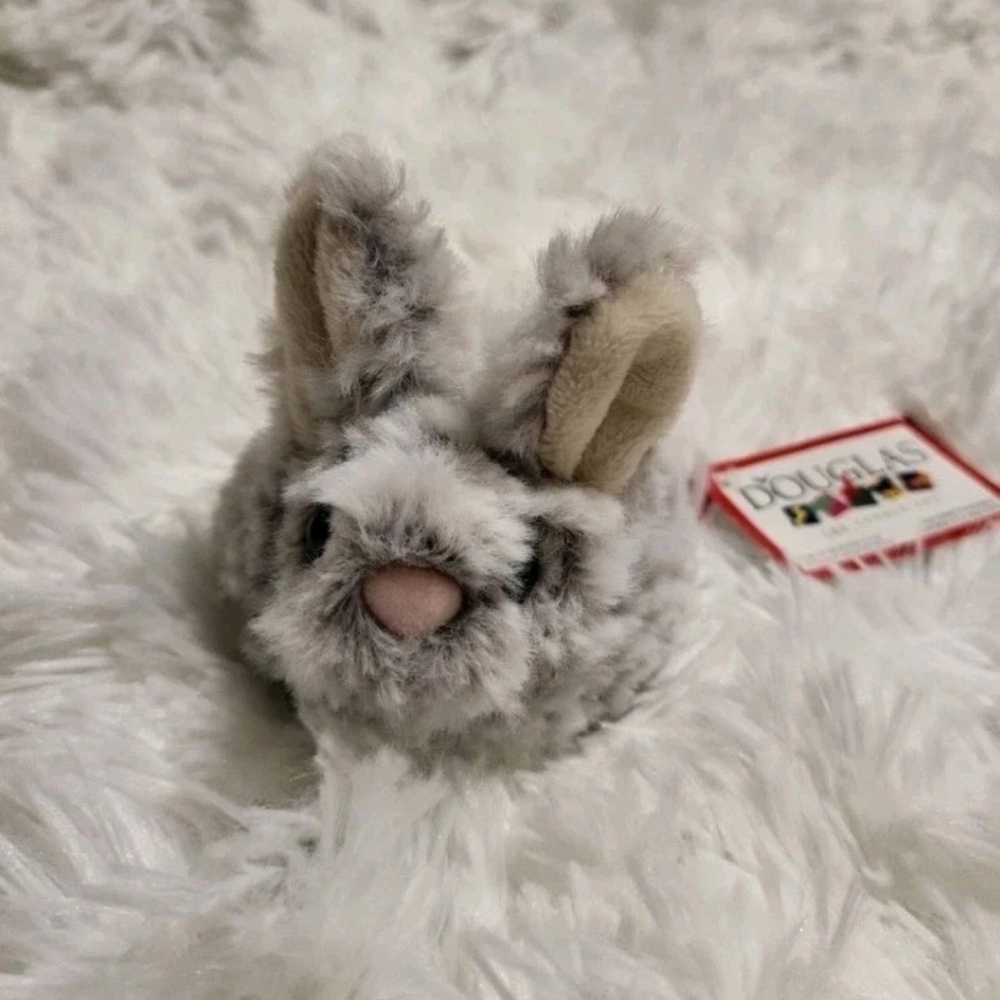 Rare 5" Lil Bitty Douglas Bunny Plush Gray NWT Collectible Gift Easter Decor